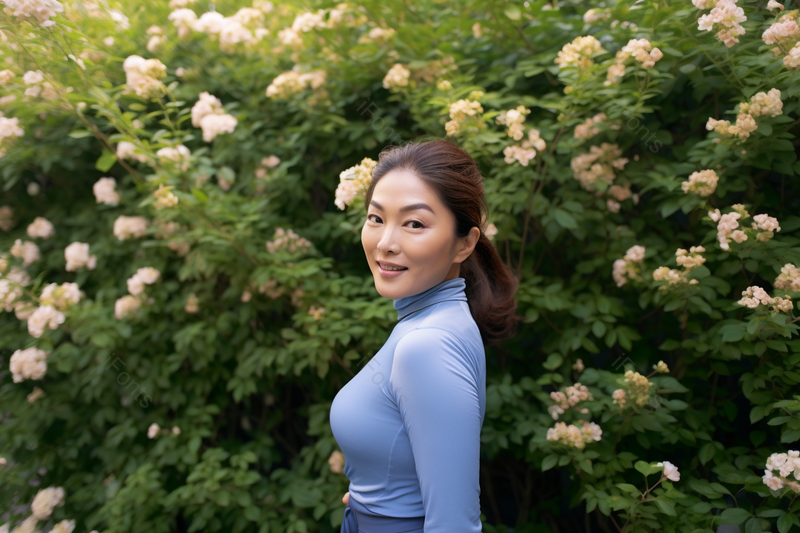 蓝衣服早晨起床锻炼女性摄影实拍,高清,摄影图,摄影图片,图片大全,摄影图免费下载